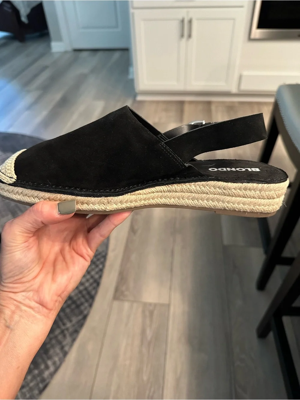 Blondo Black Suede Espadrille Slingback Flats
